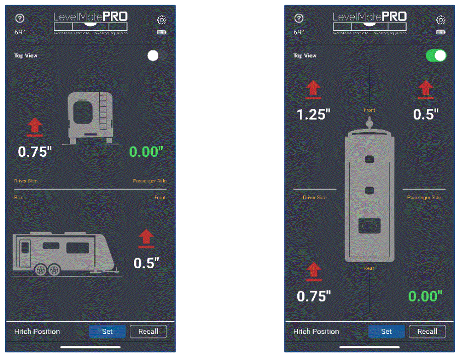Levelmate Pro Phone app user interface- adjustments