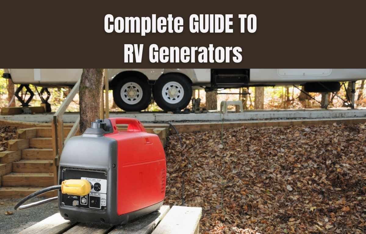 Generator sitting on picnic table next to RV