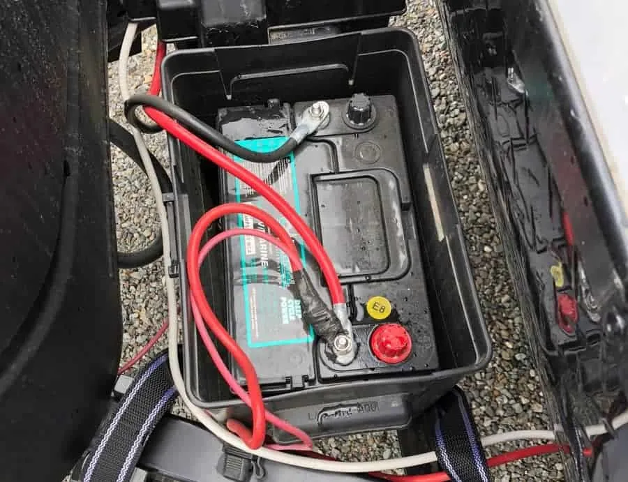 image of travel trailer battery connected