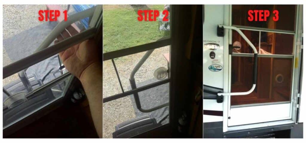 Secure RV Screen Door with security handle