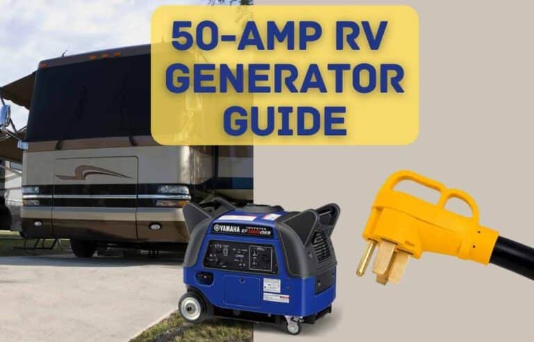 50 amp generator sitting outside an RV