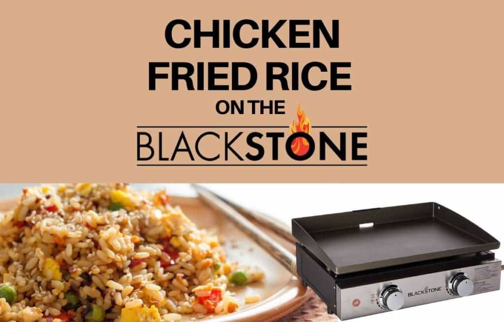 Plate of chicken fried rice cooked on a Blackstone Griddle