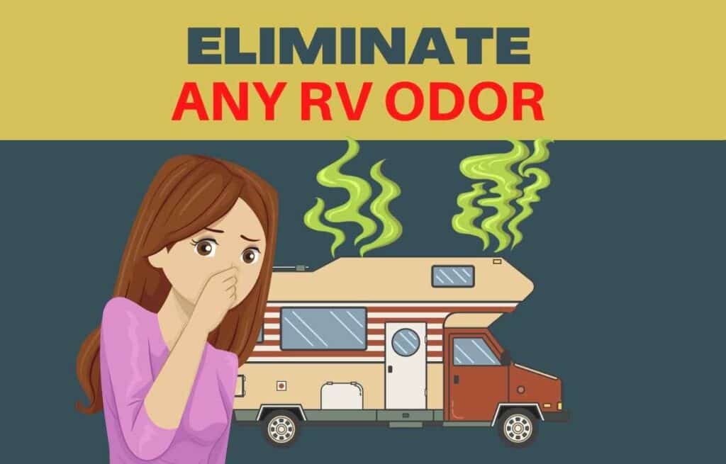 woman holding her nose next to a smelly RV