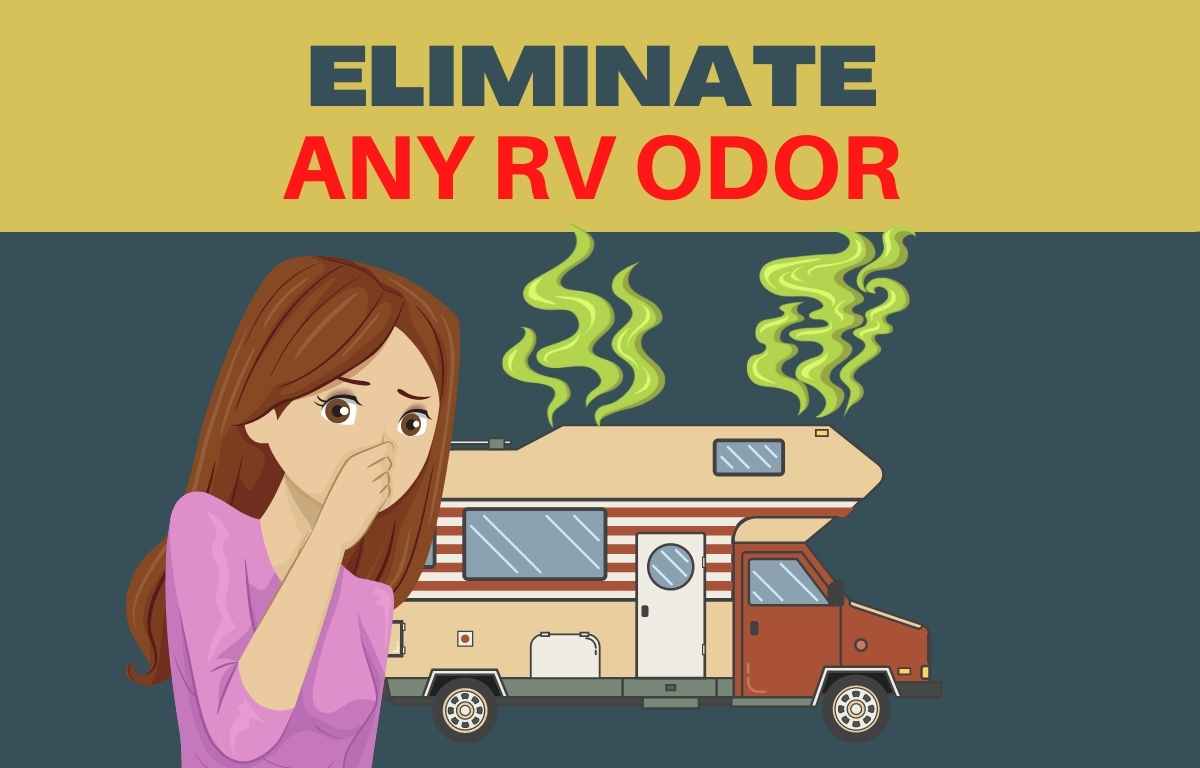 woman holding her nose next to a smelly RV