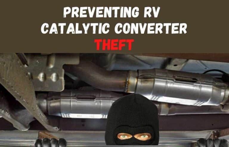 Thief stealing a catalytic converter from an RV