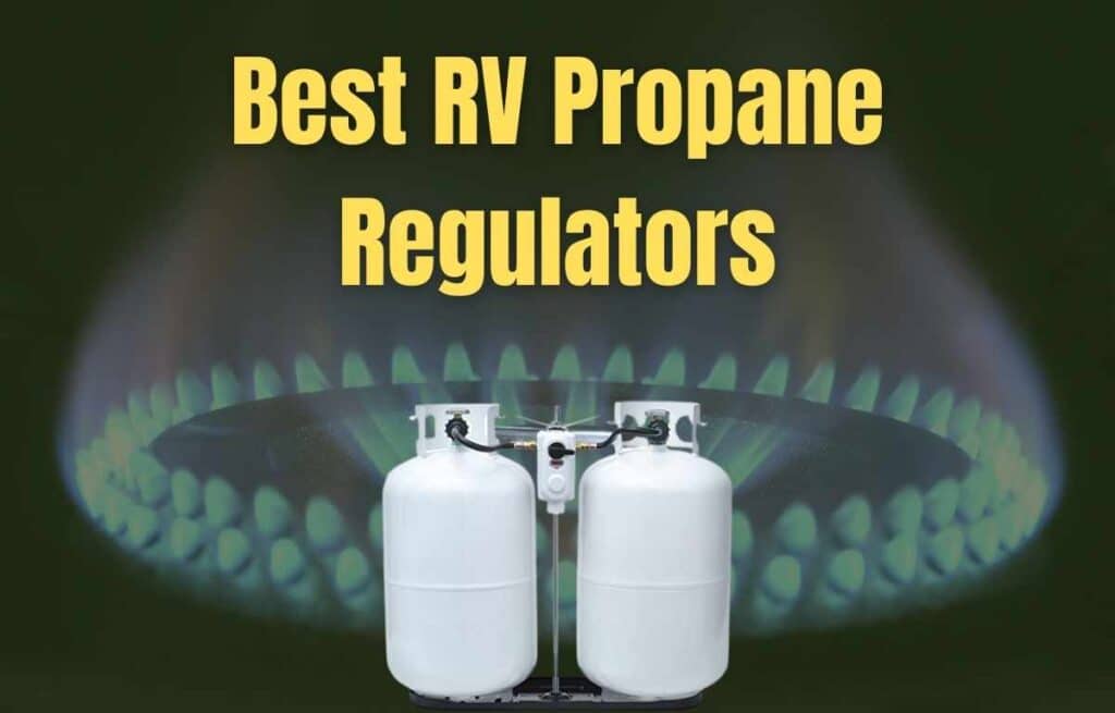 two RV propane tanks overlayed on a RV range burner