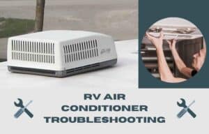 man repairing an RV air conditioner