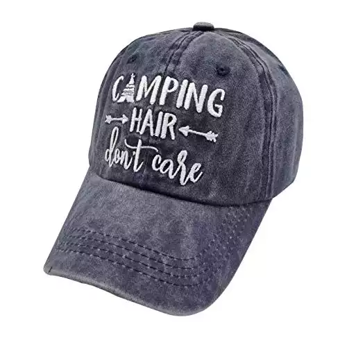 Women's Embroidered Camping Hair Don't Care Hat