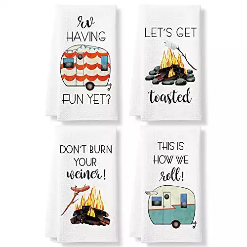 Funny Camping Kitchen Towels and Dishcloths