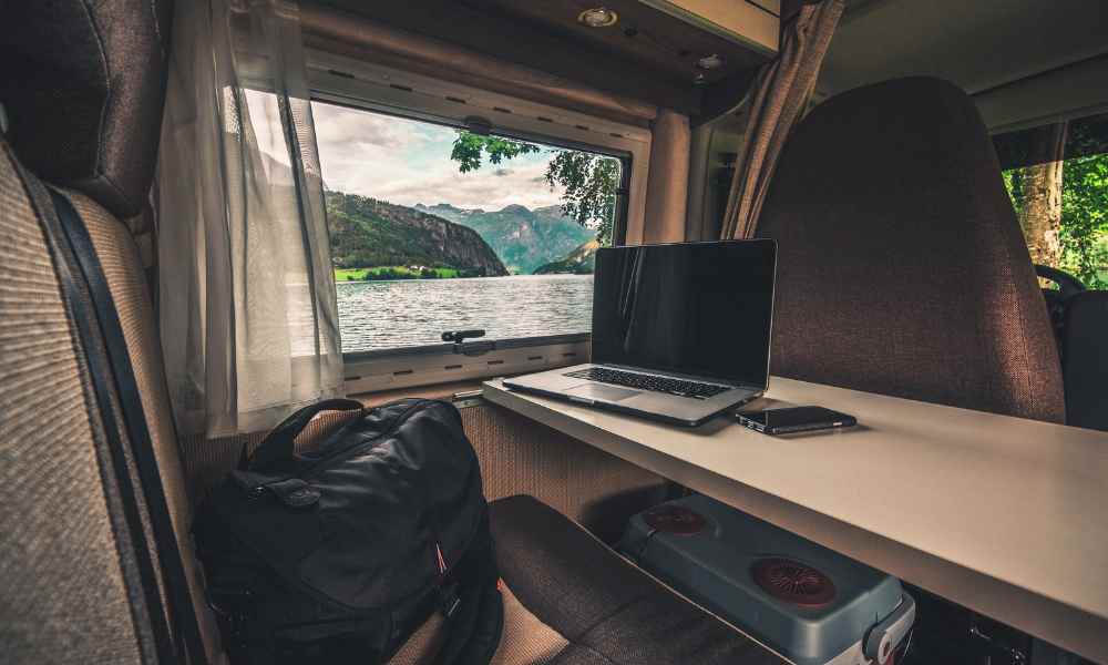 Laptop sitting on RV table