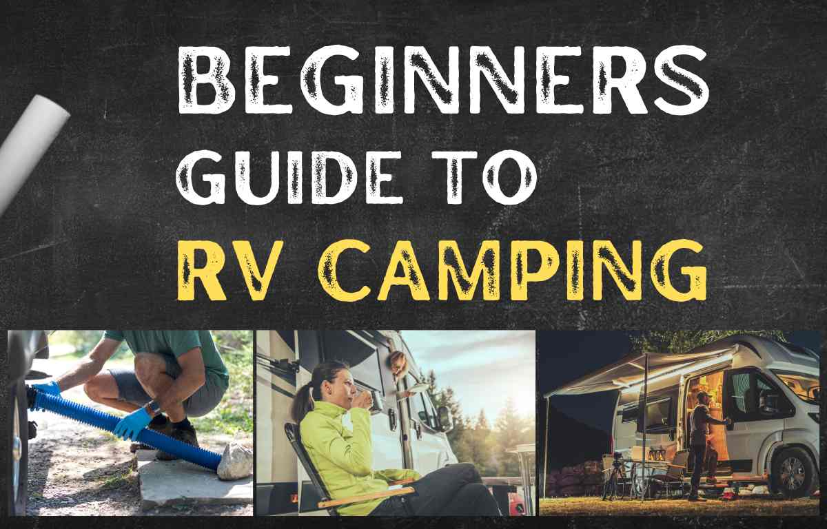 Graphic of RV Campers and RVing for Beginner text