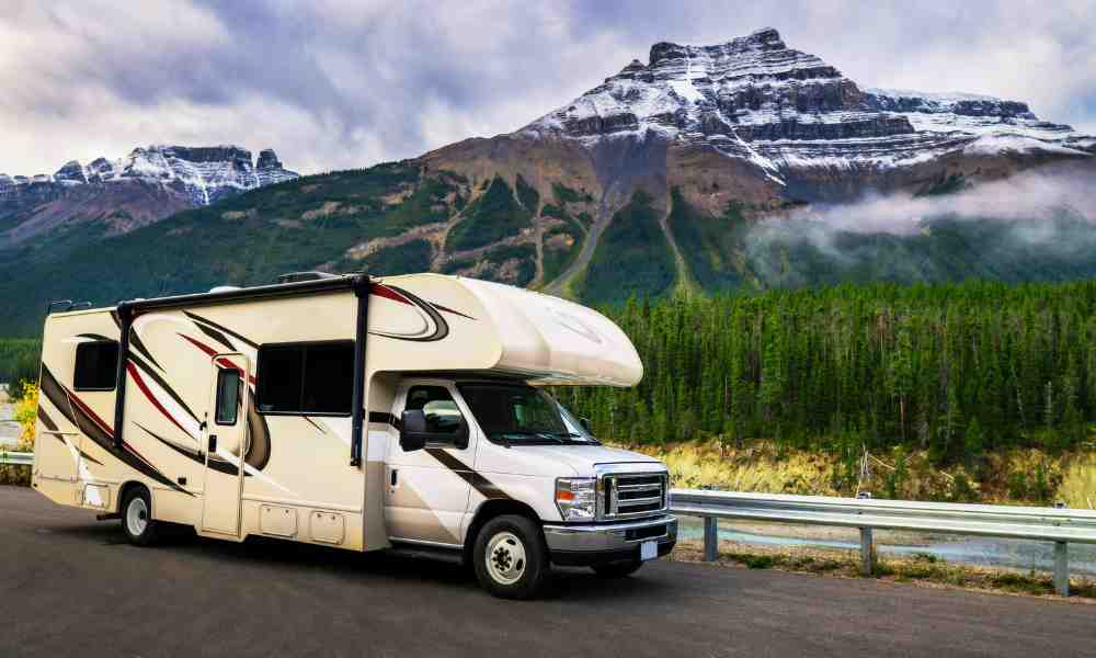 Class C Motorhome with Mountains