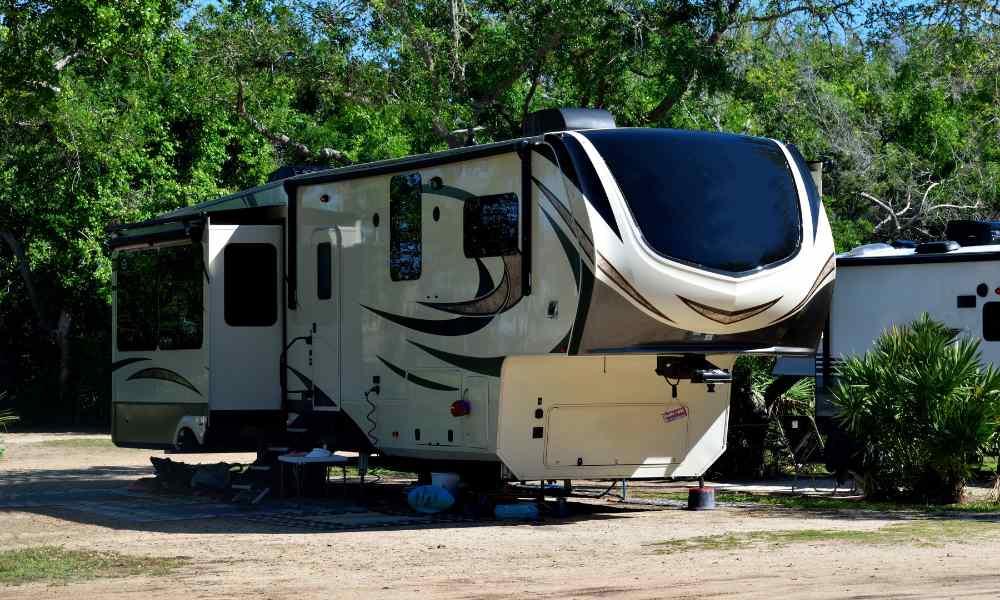 Fifth wheel RV at campground