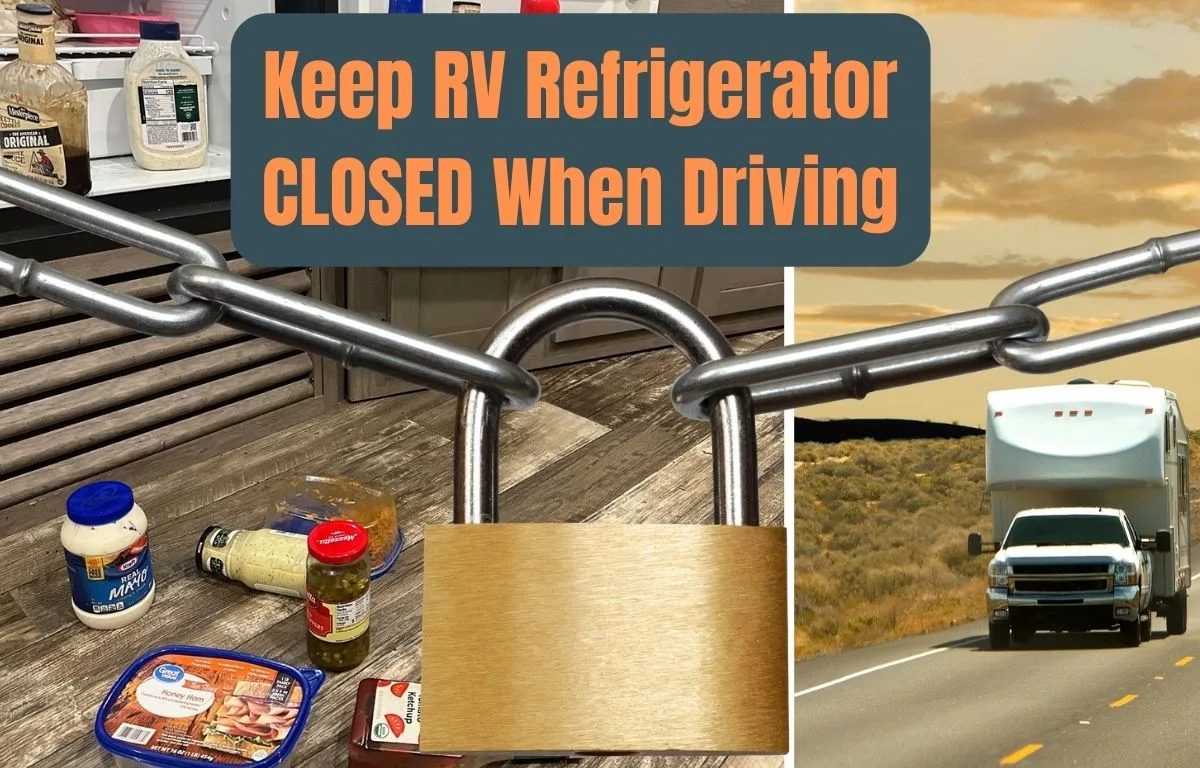 Food spilled out of RV refrigerator