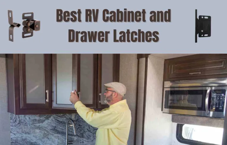 Man installing cabinet latch in RV