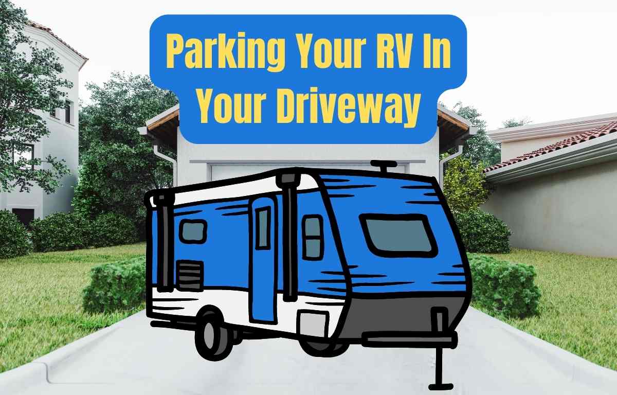 Graphic of travel trailer in residential driveway