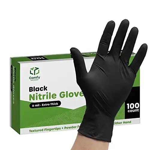 [100 Count] Black Nitrile Disposable Gloves