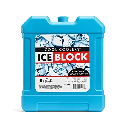 Cool Coolers by Fit + Fresh, XL Freezer Ice Block, Large and Powerful Ice Pack, Perfect for Insulated Cooler, Beach Bag, Backpack Cooler & More, 1PK, Blue