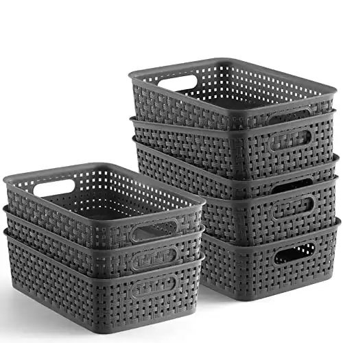 8-Pack Plastic Storage Baskets