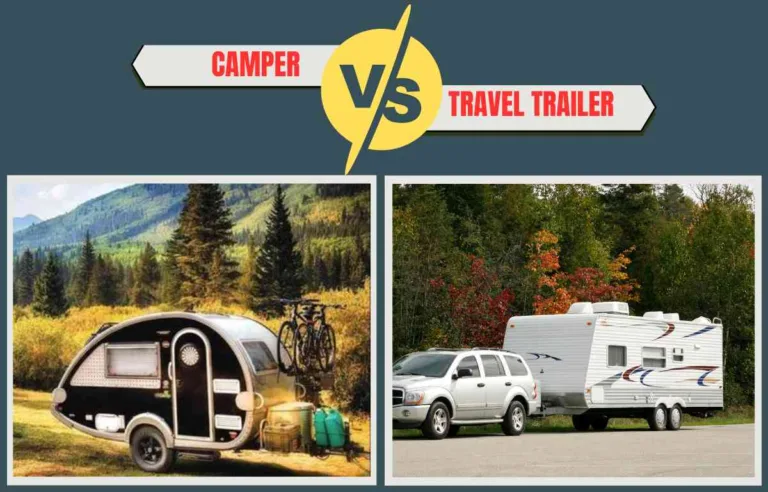 image of a teardrop camper and standard travel trailer