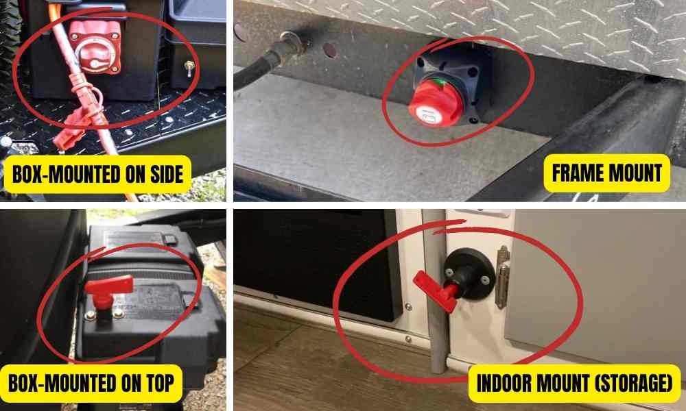 Examples of battery disconnect switch mounting locations