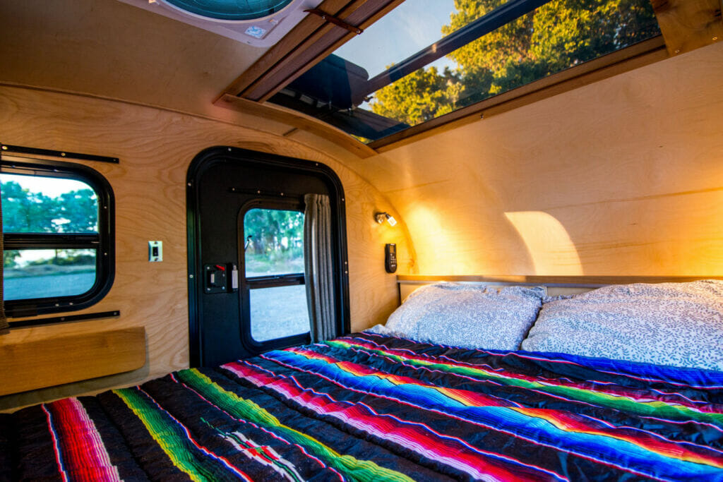 Interior of teardrop camper