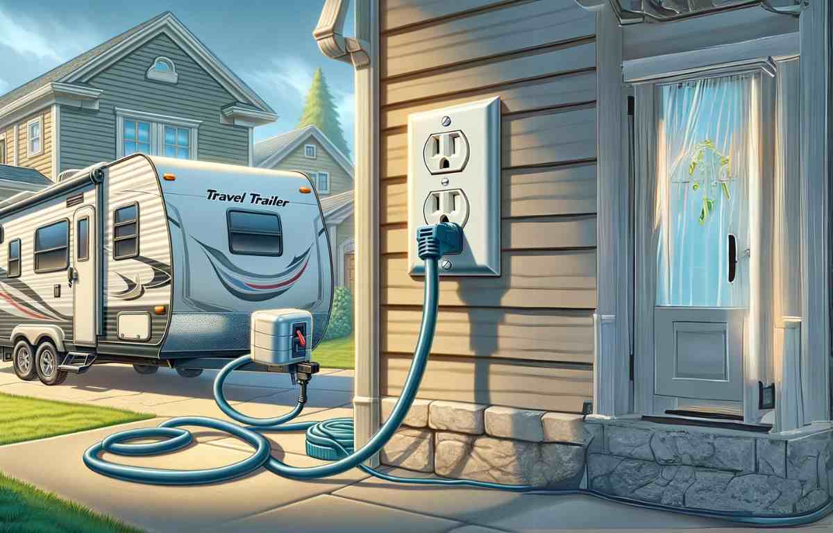 Travel Trailer plugged into household outlet